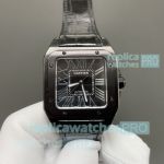 HY Factory Replica Cartier All Black Santos Swiss 2824 Couple's 100th Anniversary Watch 